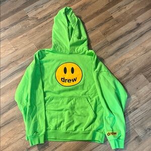 drew house Green Hoodie with Yellow Logo